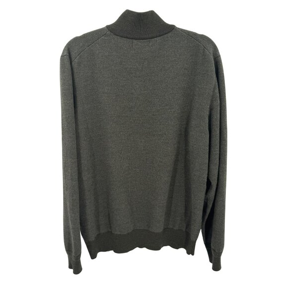 Orvis Olive Green 100% Merino Wool Sweater Mens L With Button-Up Mock Neck Style - Picture 4 of 8